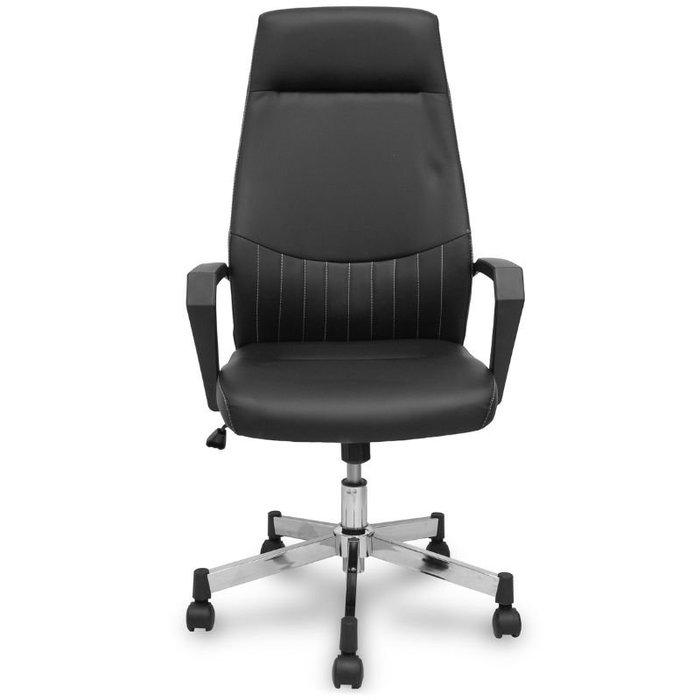 FORÖL Sillón Opti520 con mecanismo Basculante, Similpiel Negro y Base Cromada